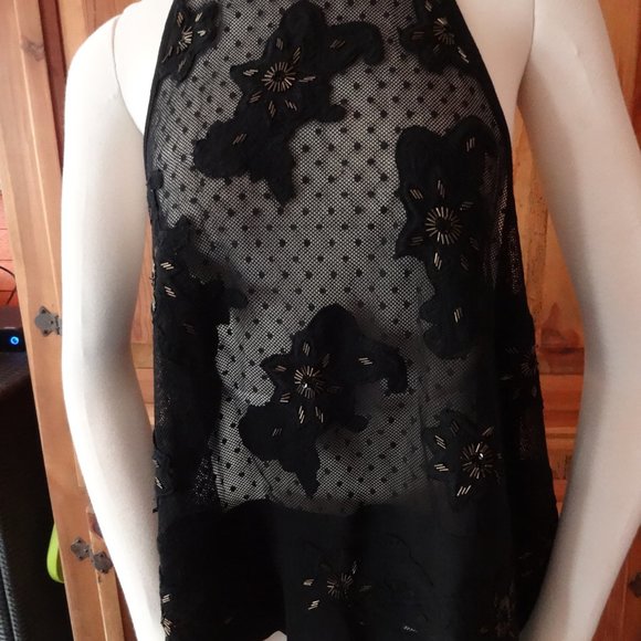 Free People Lace Embroidered Appliqued Beaded Top - Picture 6 of 7